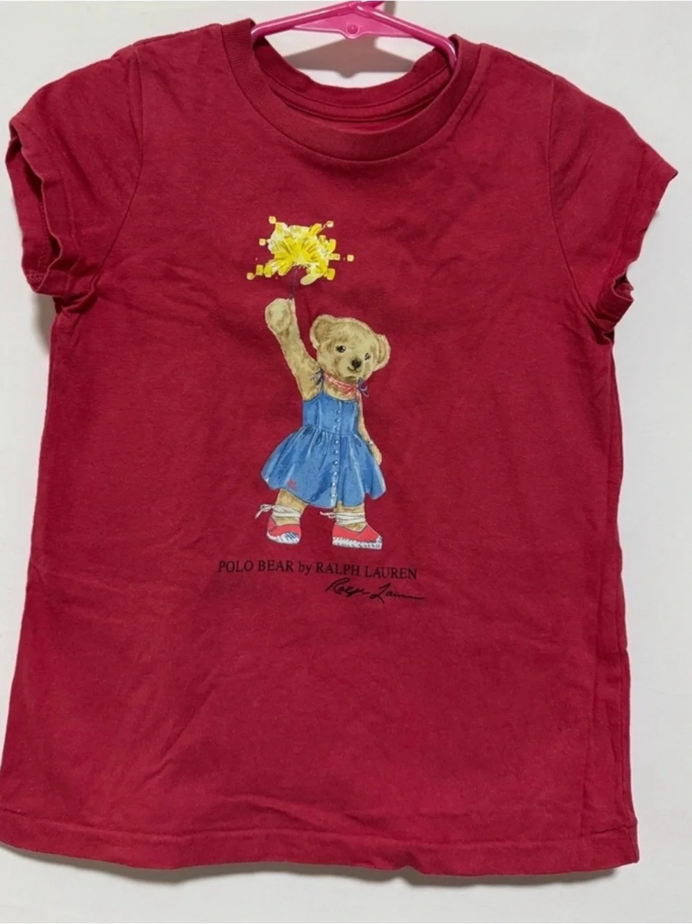 Ralph Lauren Red Girls Polo Bear Graphic Tee